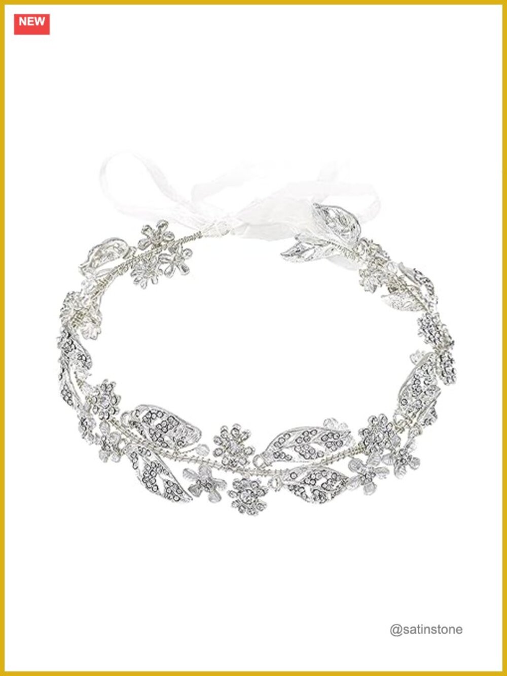 Wedding Headband Flower Leaves Hair Vine Bridal Headpiece Metal Accessory